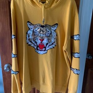 I.N.C Sequin Tiger Hoodie Sweatshirt